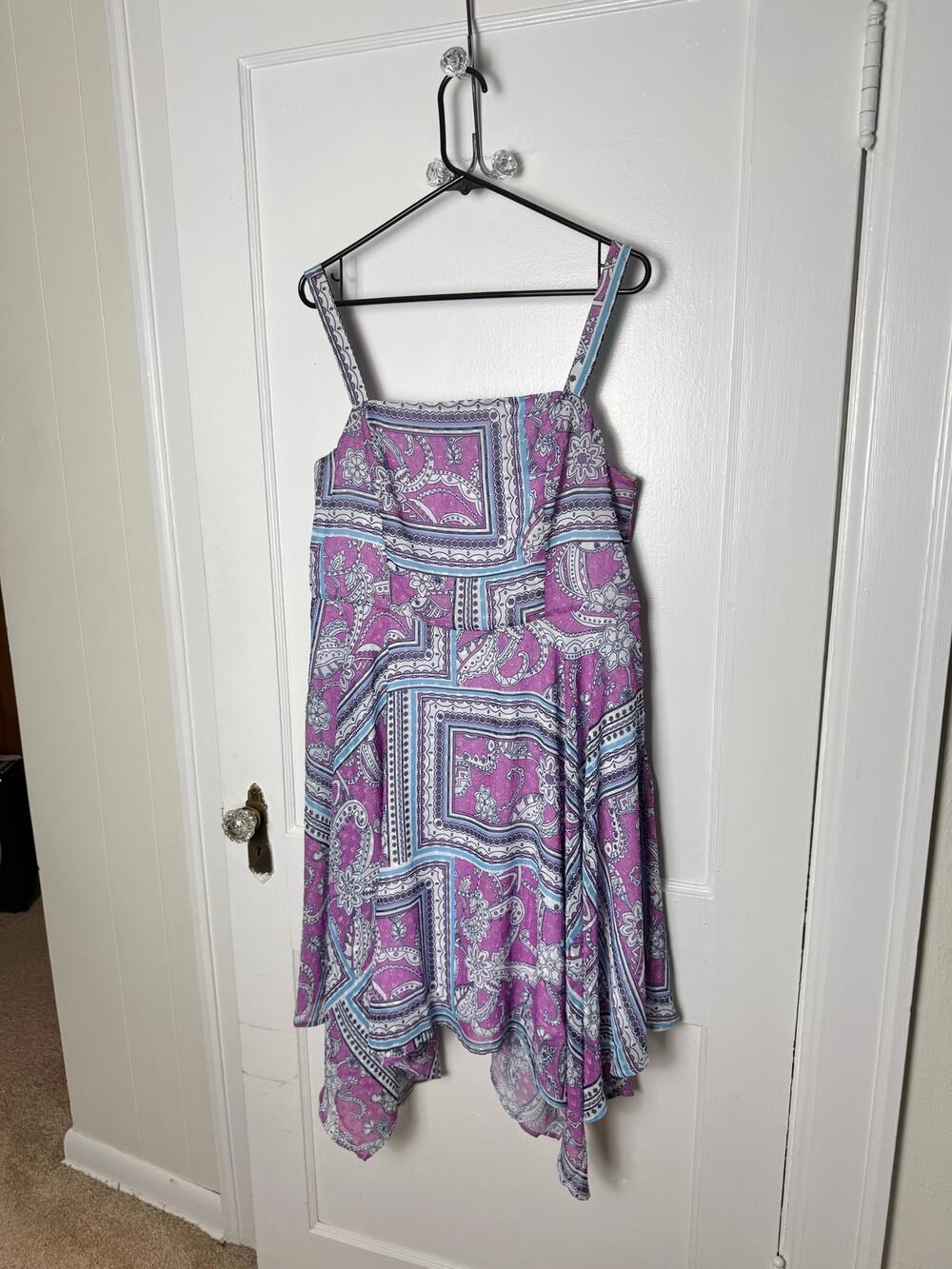 Y2K Marée New York Paisley Handkerchief Hem Midi Dress Fairy Boho Purple 12